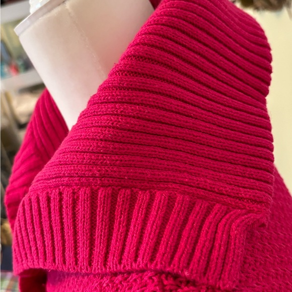 TALBOTS Raspberry Popcorn Stitch Cardigan With Shawl Collar Size Medium - Picture 7 of 7